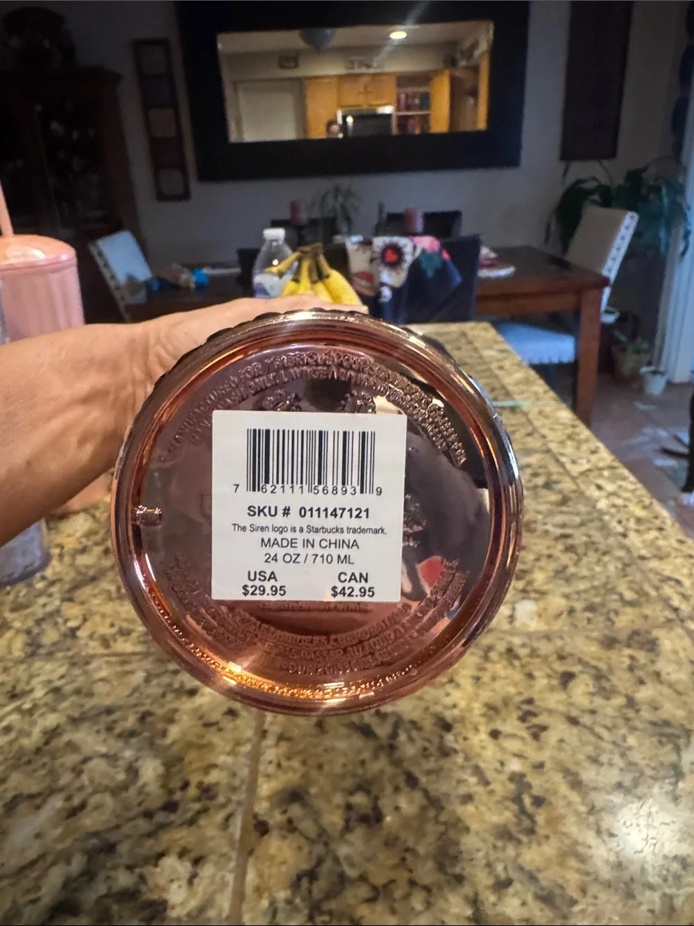 Starbucks Metallic Rose Gold Studded Tumbler with Straw